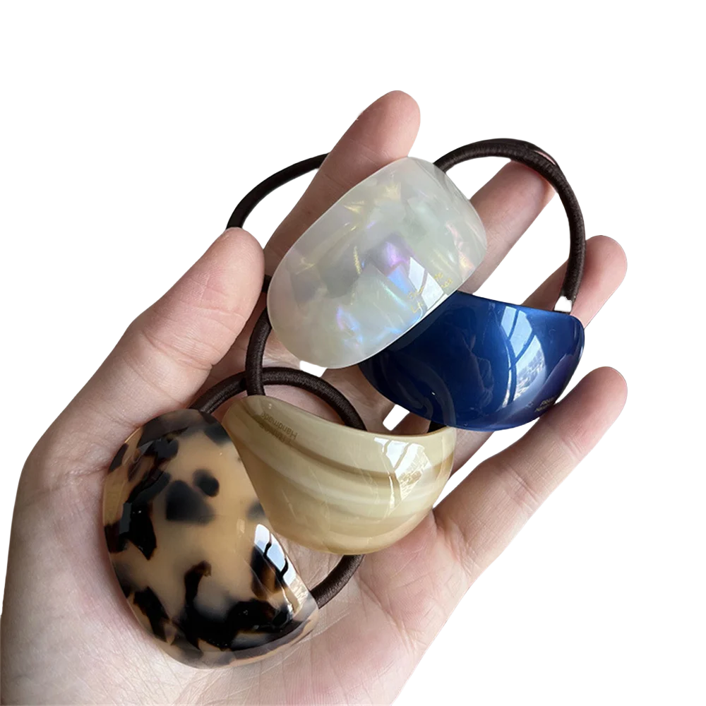 Corde à cheveux ovale Simple en acétate, attache de cheveux pour les déplacements quotidiens, queue de cheval élastique, bande en caoutchouc pour femmes, anneau de cheveux, accessoires pour cheveux