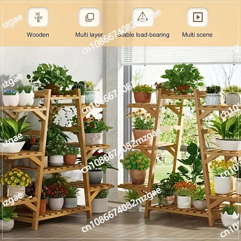 Modern Bamboo Plant Stand Multi-Layer Design - Indoor Succulent Flower Pot Holder Display Rack System