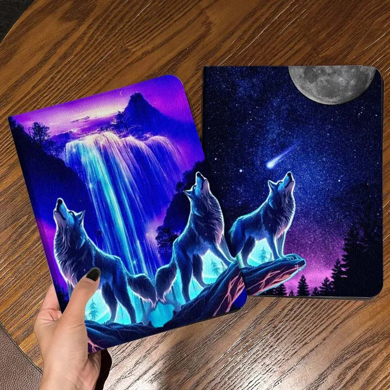 

Shining Wolf Moon Night For iPad Pro Air Mini 2 3 4 5 6 7 6th 7th 10th 11th 10.2 9.7 10.5 11 Foldable Tablet Case Gift