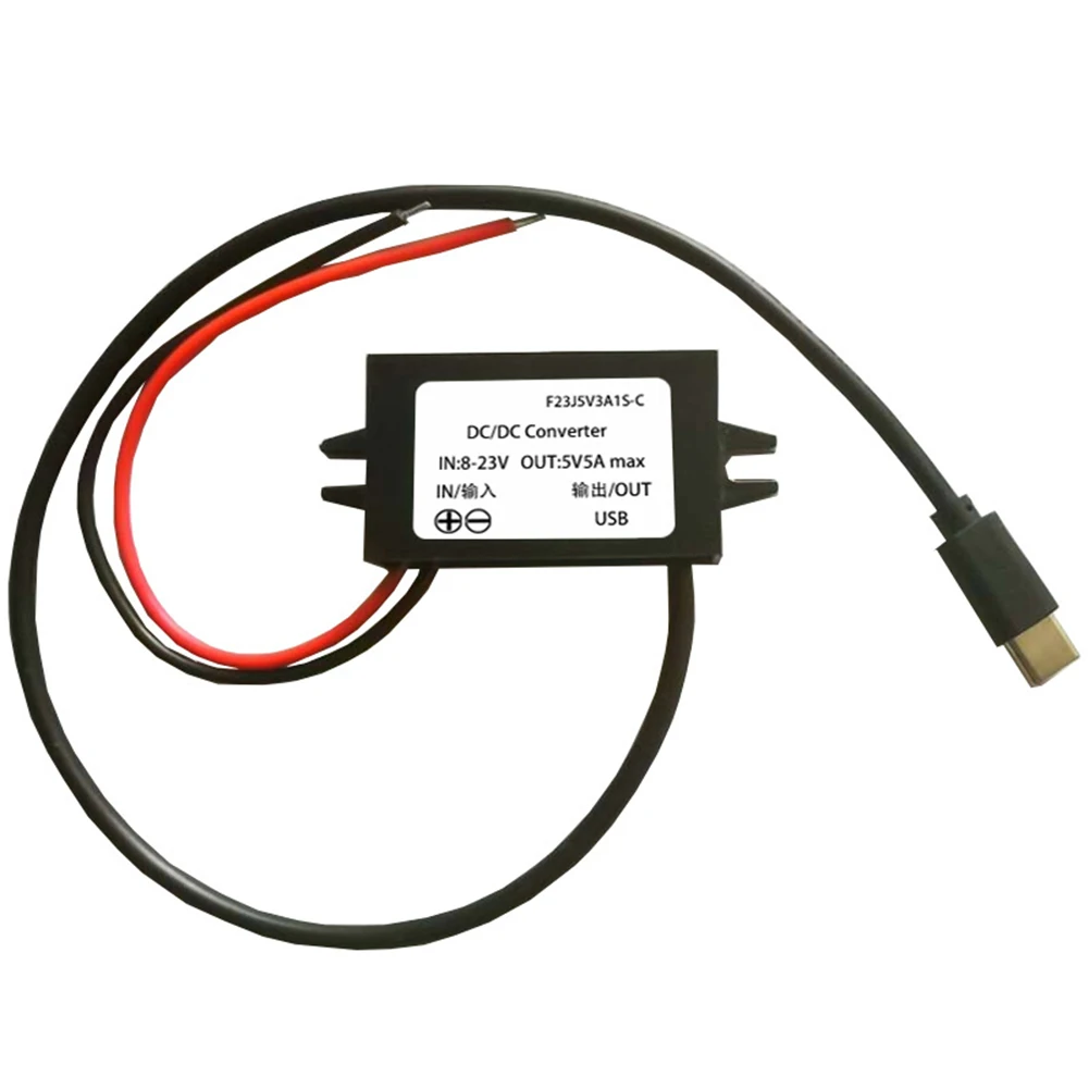 12V/24V To 5V USB C 5A 25W DC Converter Step-down Step Down Module Power Adapter Type C Wire Connector