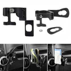 Multi-Function Drink Cup Phone Holder 2 in 1 Bolt-on Walkie Talkie Stand Bracket For Jeep Wrangler JK JL JLU Gladiator JT 2011+