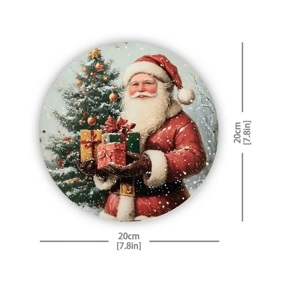 لافتة قصدير كلاسيكية سانتا وهدايا، لوحة فنية جدارية غريبة الأطوار مقاس 8 بوصات، ديكور داخلي/خارجي فريد وهدية للأصدقاء