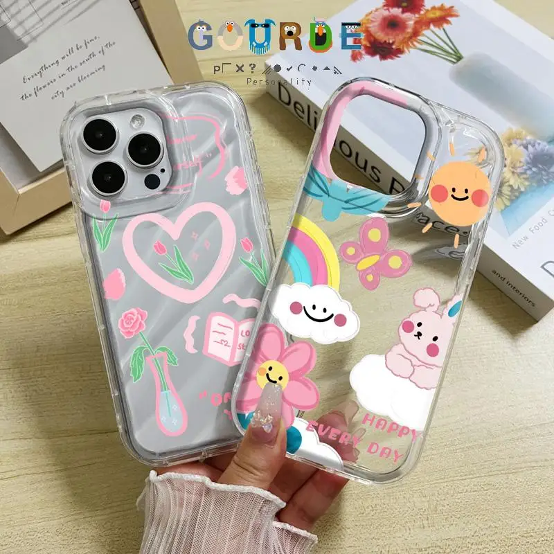 

Gourde Cute Rabbit Cartoon Love Heart Patterns Phone Case for Iphone 16 15 14 12 13 11 Pro Max Ip 7 8 Plus Iphon X Xs Xr Xs Max