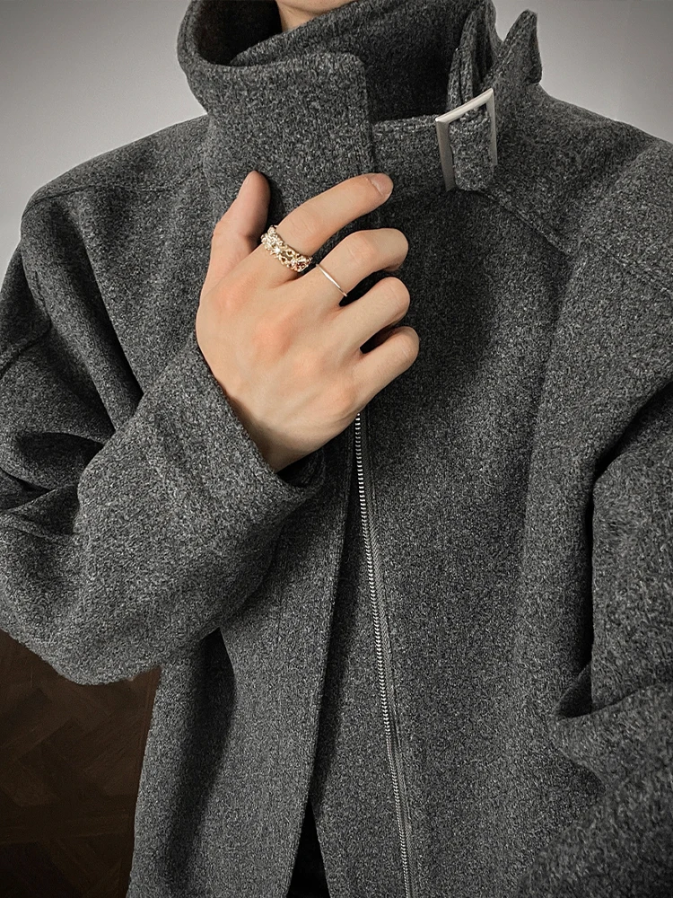 

Мужское шерстяное пальто Cleanfit в стиле ретро, повседневное пальто с воротником-стойкой, модный брендовый топ высокого класса для отдыха