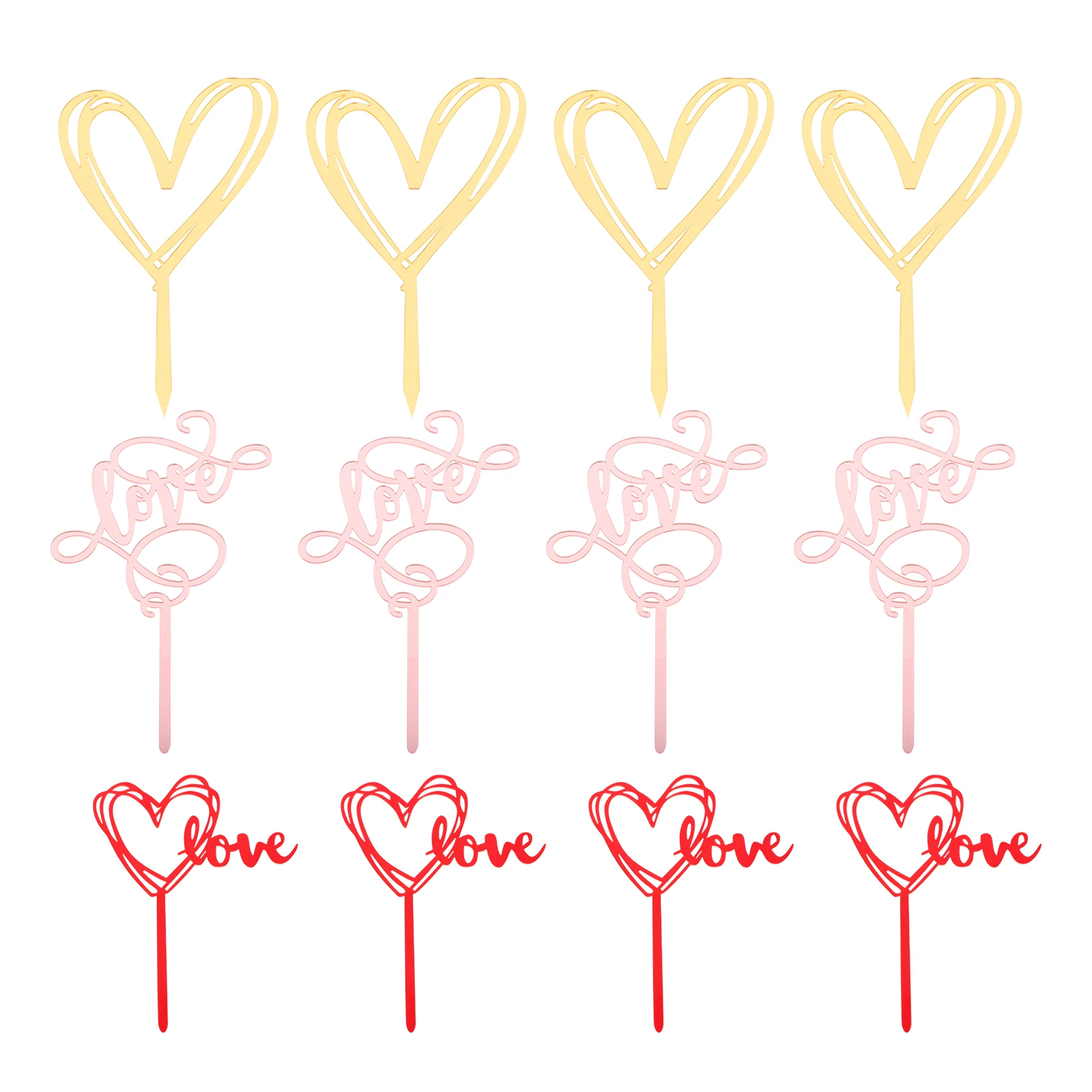 

15pcs Heart Glitter Cake Toppers Valentine'S Day Cupcake Decorations Acrylic Party Wedding Dessert Supplies Letter Picks Table