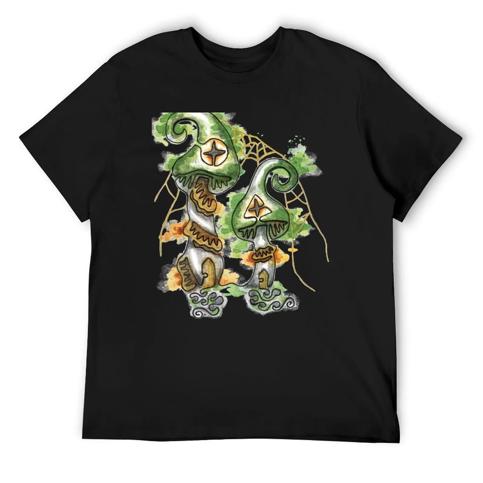 

Mushroom Fairy House Continuous Line Watercolor T-Shirt luxury t-shirt Funny t-shirts oversized graphic tee shirts men