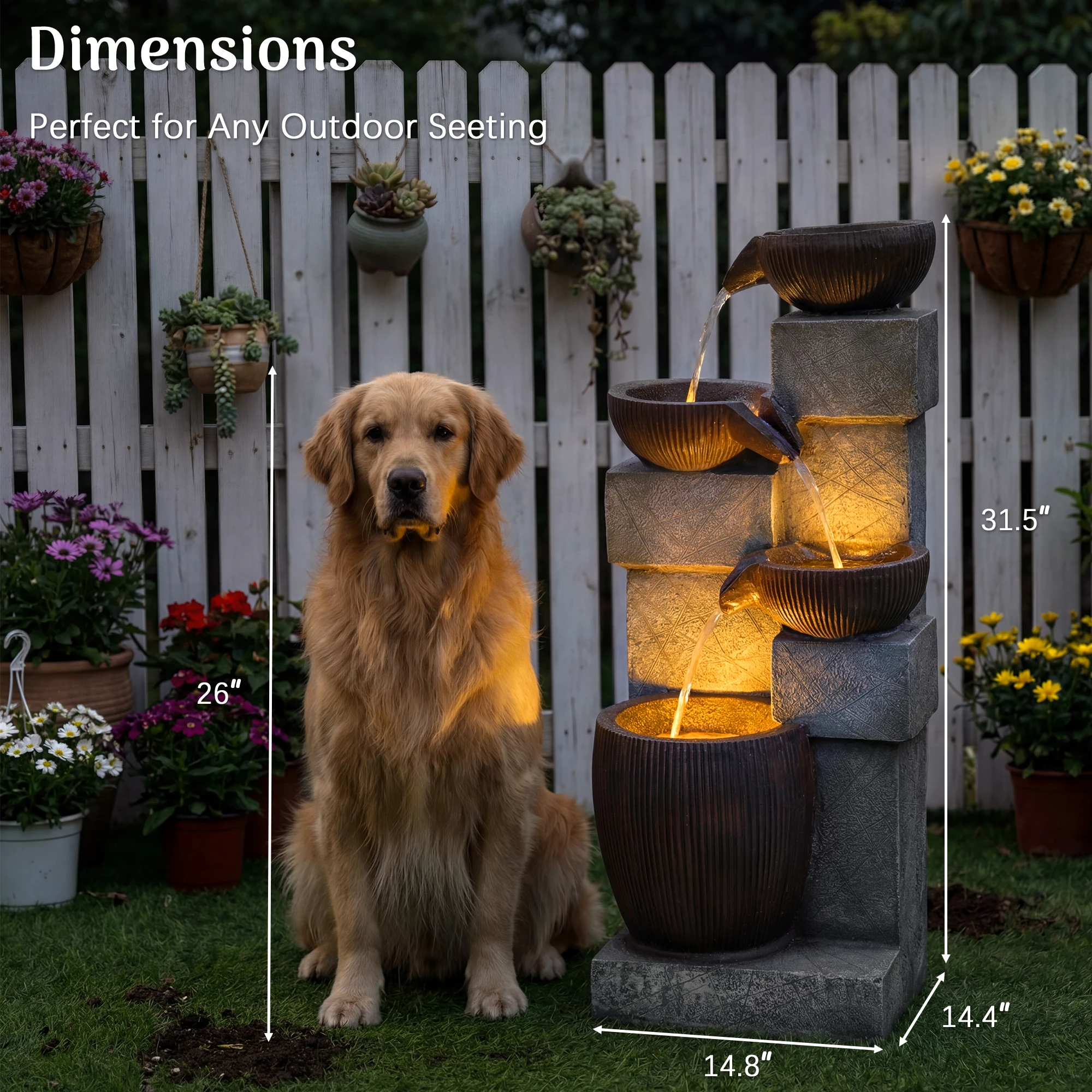 Fonte de Água em Cascata de 4  - Lighting Decoration Ideas avaliação e preço