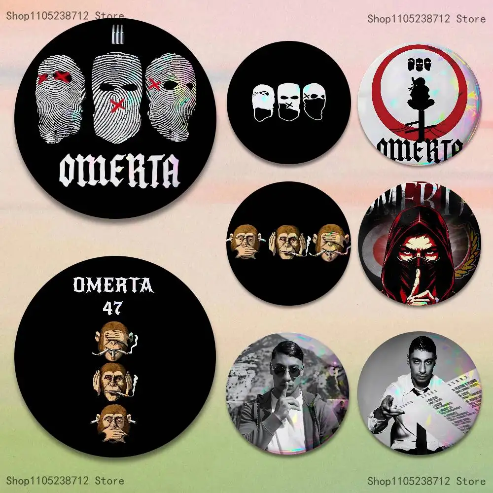 Omerta Maes 47 شارات دائرية عاكسة بالليزر وحقيبة دبابيس وديكورات الملابس والمقتنيات والهدايا للأصدقاء