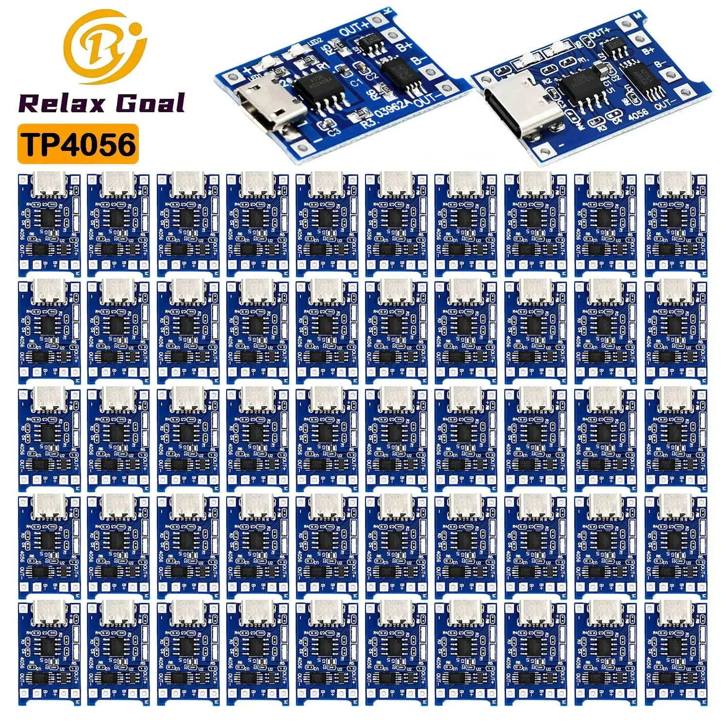 TP4056 5V 1A Micro USB Type-c 18650 Lithium Battery Charger Module Charging Board with Protection Dual Functions 1A Li-ion