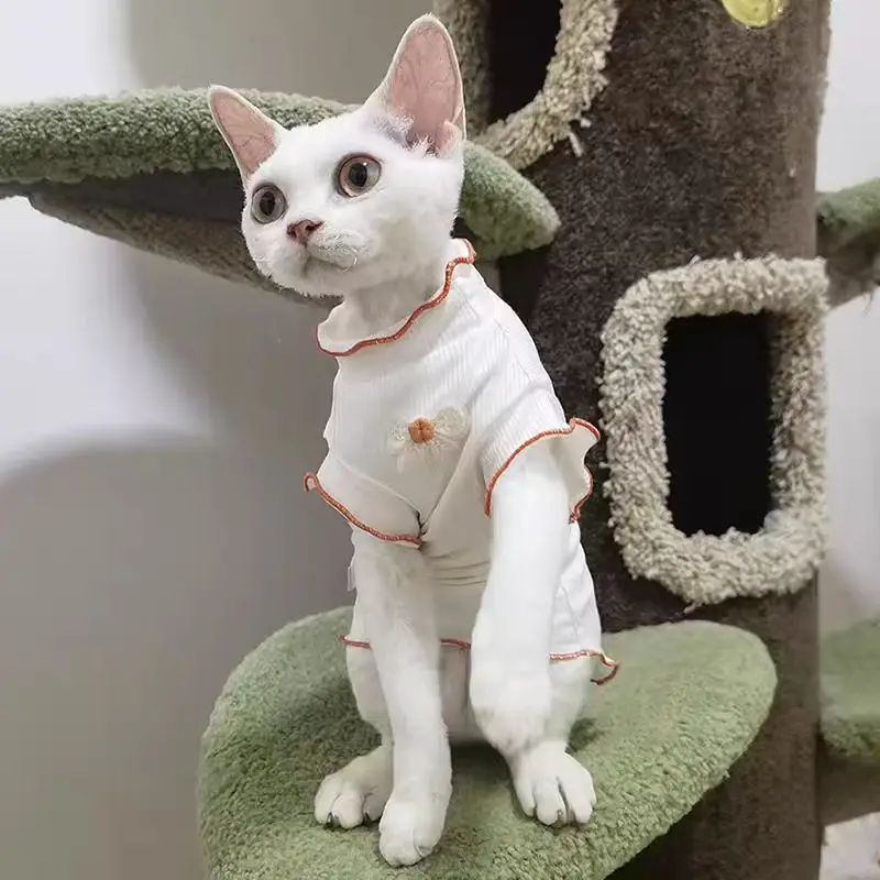 Trendy Cat Shirts Summer Short Sleeve Hairless Cat Clothes for Hairless Breeds Pet Clothes Kitten Clothes