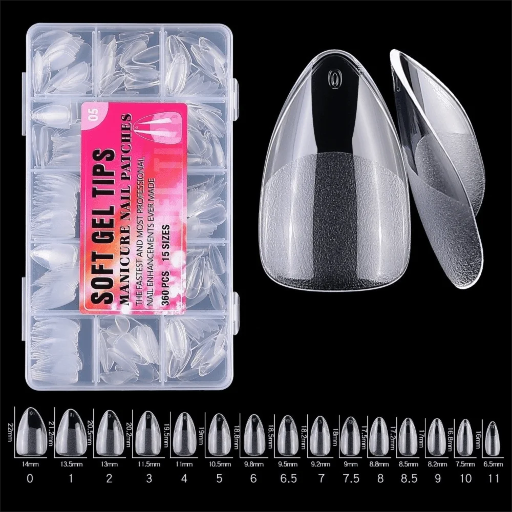 360Pcs Ultra-short Semi-frosted Transparent Nail Plates Full Cover Traceless Dual Nail Forms Reusable Acrylic