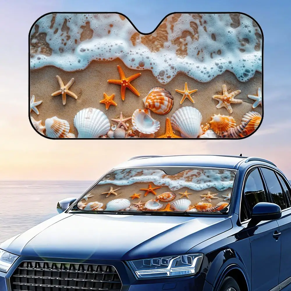 

Солнцезащитный козырек Starfish Beach, складной универсальный солнцезащитный экран для лобового стекла автомобиля, защита от ультрафиолета, теплоизоляция, складной чехол
