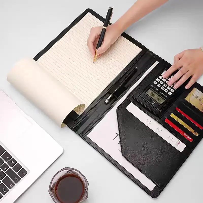 

Сумки для документов формата А4, папка для файлов из искусственной кожи, калькулятор, органайзер для переплета, менеджер хранения деловых контрактов, портфель, офисные принадлежности