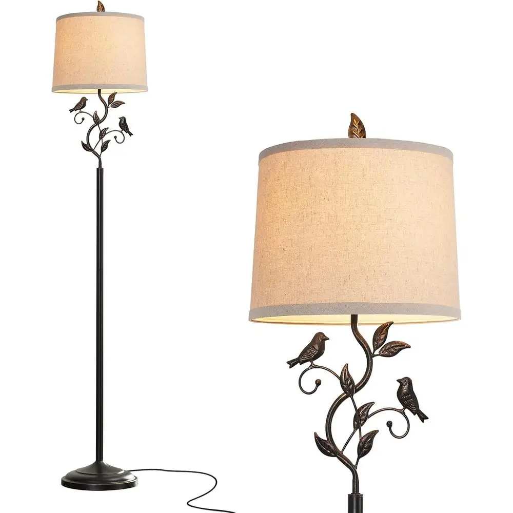 Vintage Tall Bird Design Standing Lamp for Living Room, Bedroom or Study with Rotary Switch and Included Bulb