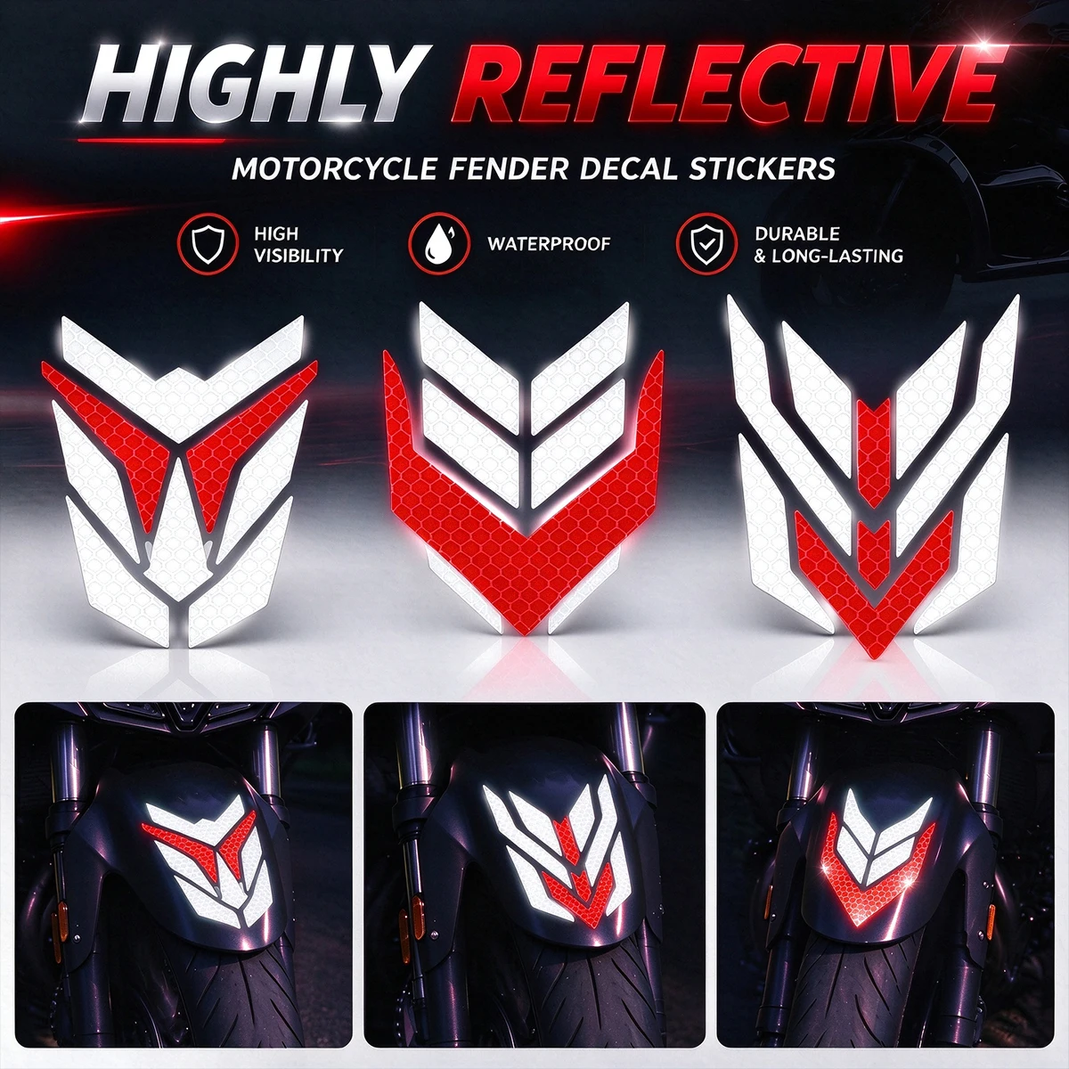 Highly Reflective Devil Eye Motorcycle Stickers Moto Bike Scooter Front Fender Safety Warning DIY Decor Vinyl Accessories Decals