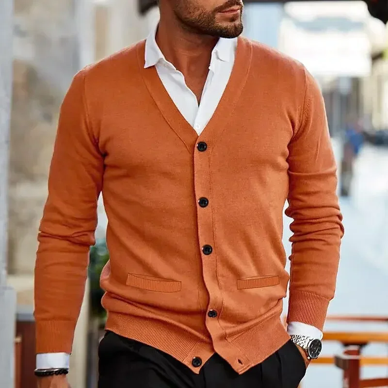 

Men's New Style Knitted Sweater in Autumn and Winter, Korean Version V-Neck Long Sleeve Slim-Fit Cardigan Sweater Coat S-2XL