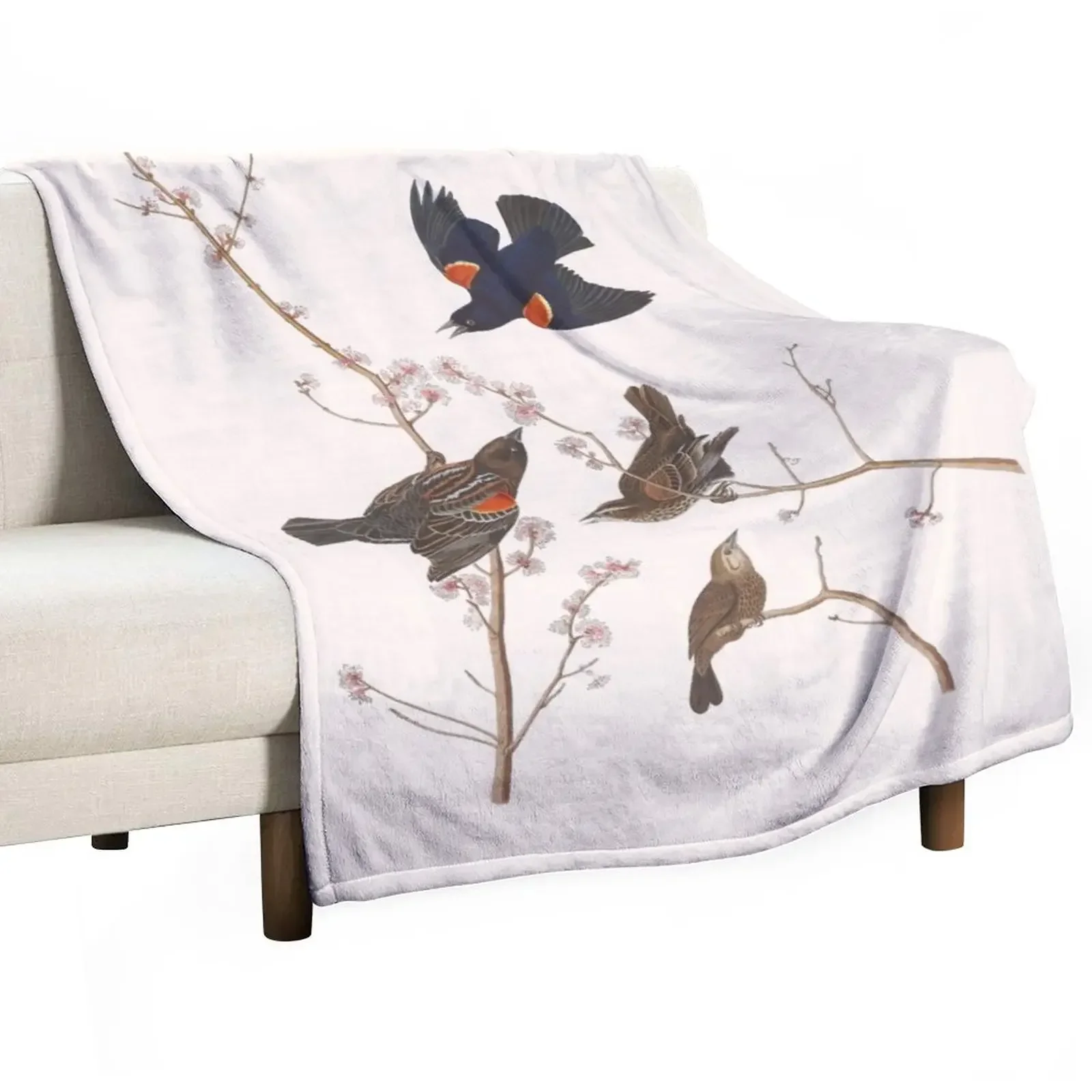 

Red-winged Blackbird / Vintage birds prints and patterns Throw Blanket Thermals For Travel Kid'S Luxury St Shaggy Blankets