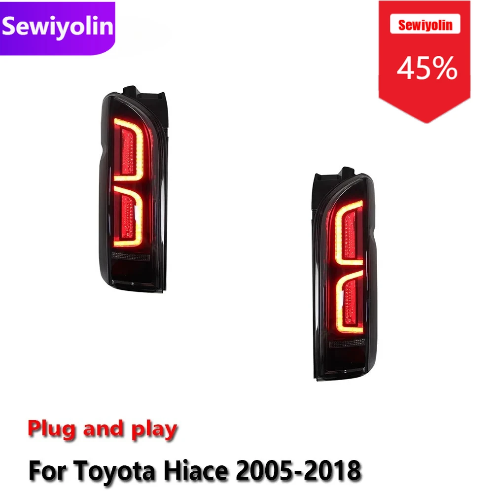 

Автомобильные светодиодные задние фонари DRL в сборе для Toyota Hiace 2005-2018, авто противотуманные фары DRL, стоп-сигнал поворота Plug and Play
