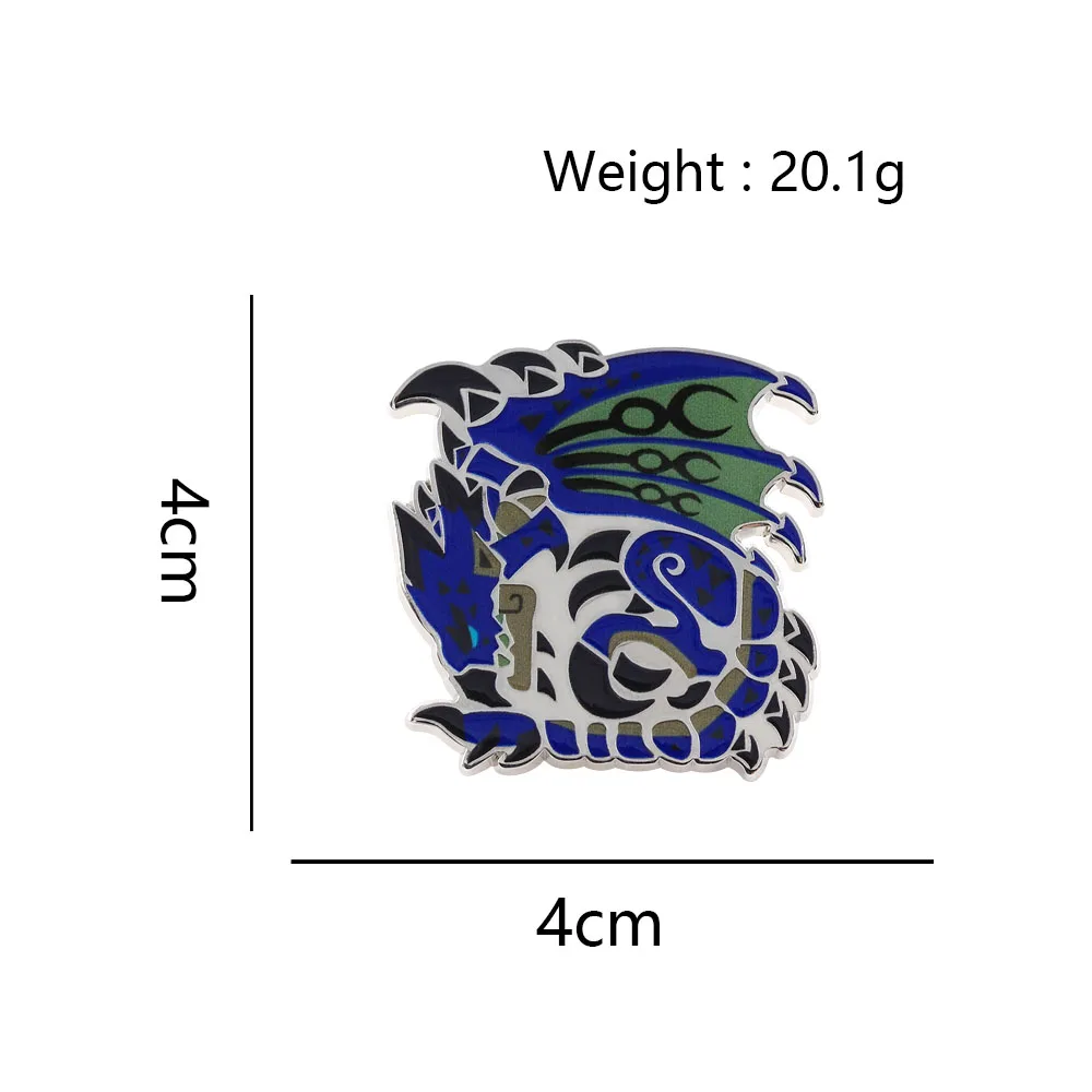Monster Hunter Azure Rathalos Enamel Pin Blue Flying Wyvern Brooch Game Inspired Dragon Badge For Backpack Clothes Fans Gift