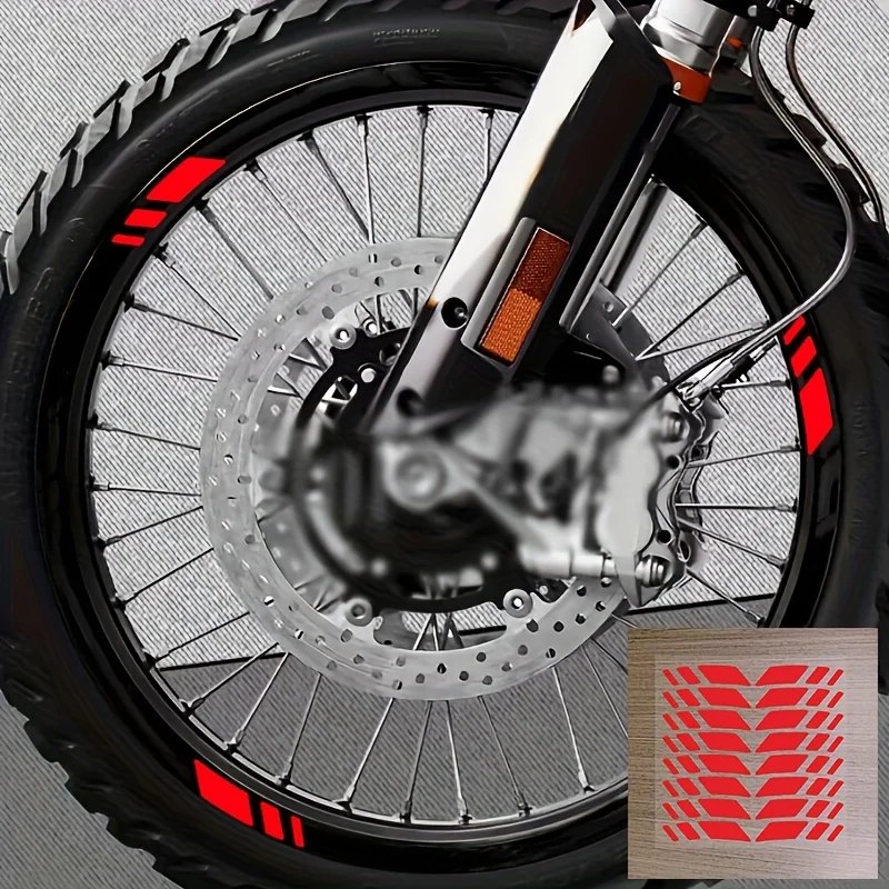 Motorcycle Wheel Hub Reflective Sticker Set (1 Set)‑PVC Material, Decorative Stripes for Glowing Rim Decals, Boost Safety  Style