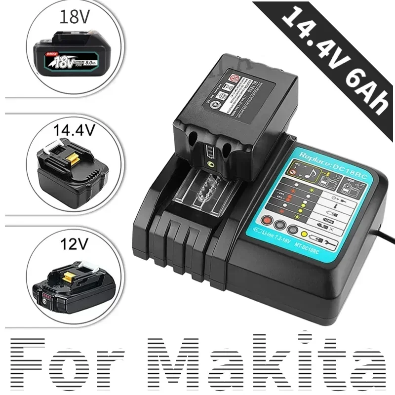 14.4V 6000mAh Rechargeable Li-ion Battery For Makita 14V Power Tools 5.0Ah Batteries BL1460 BL1430 1415 194066-1