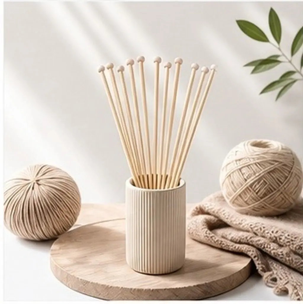 36Pcs Eco Friendly Bamboo Knitting Needles Single Pointed Straight Needles Odorless Lightweight Smooth for Sweater Hat Scarf