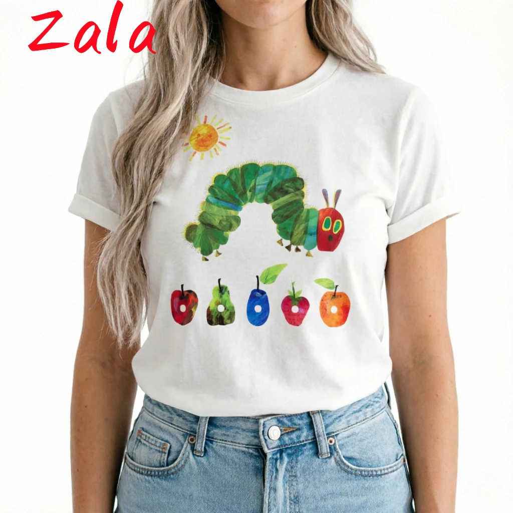 The Very Hungry Caterpillar Printed Women's T-shirt Cute & Youthful for Shopping Gatherings Grab Girlish Charm Women's Clothing