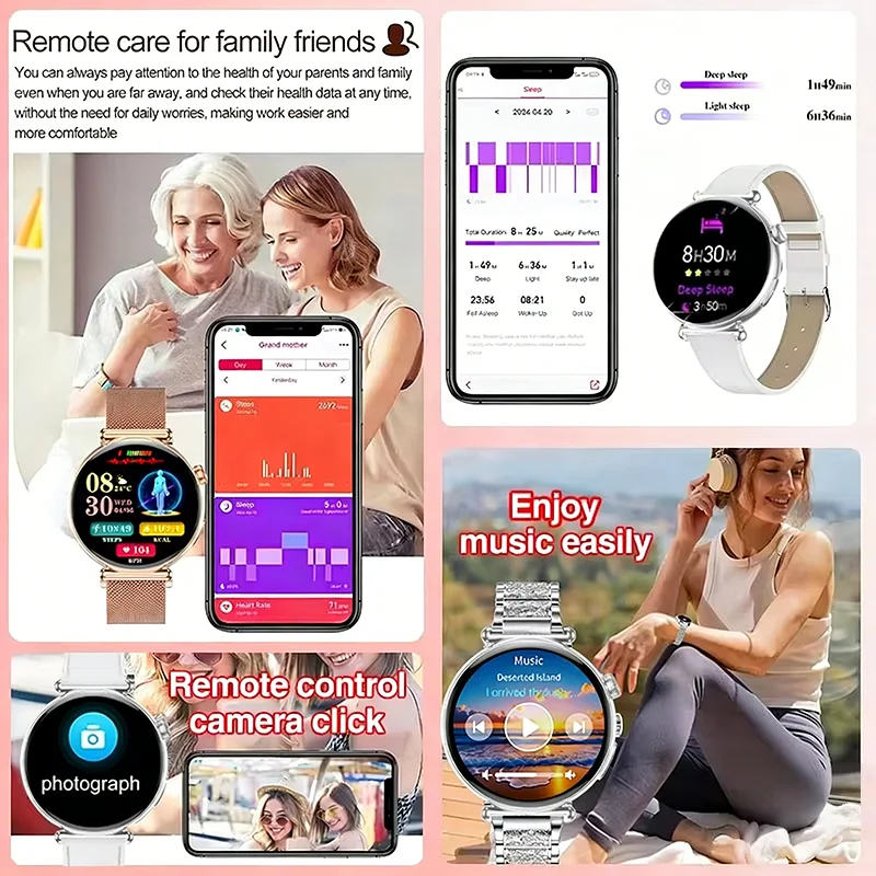 Nursing Grade Health Smart Watch Woman AMOLED HD Screen IP68Waterproof Blood Pressure BT Call Smartwatch For Women Fashion Watch