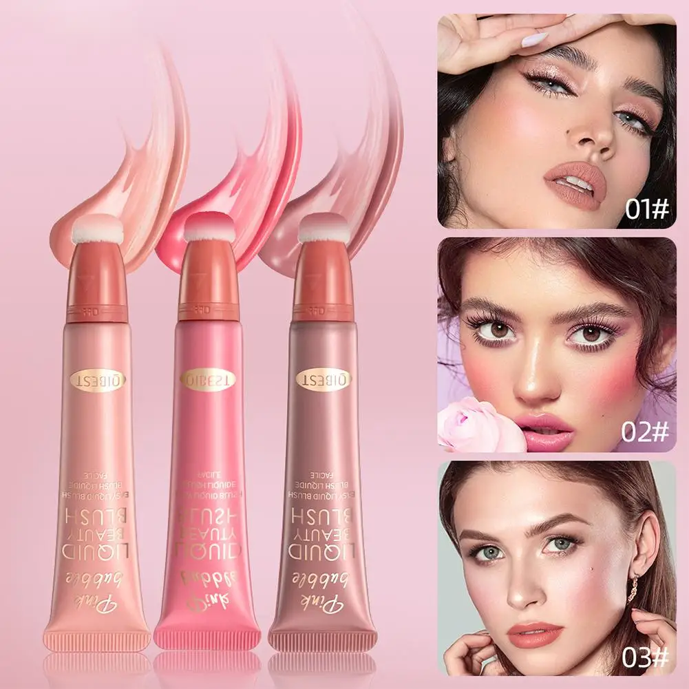 Face Liquid Blush Eyeshadow guance trucco con cuscino Smooth Maquiagem applicatore leggero impermeabile Soft CreamBlush I1E2