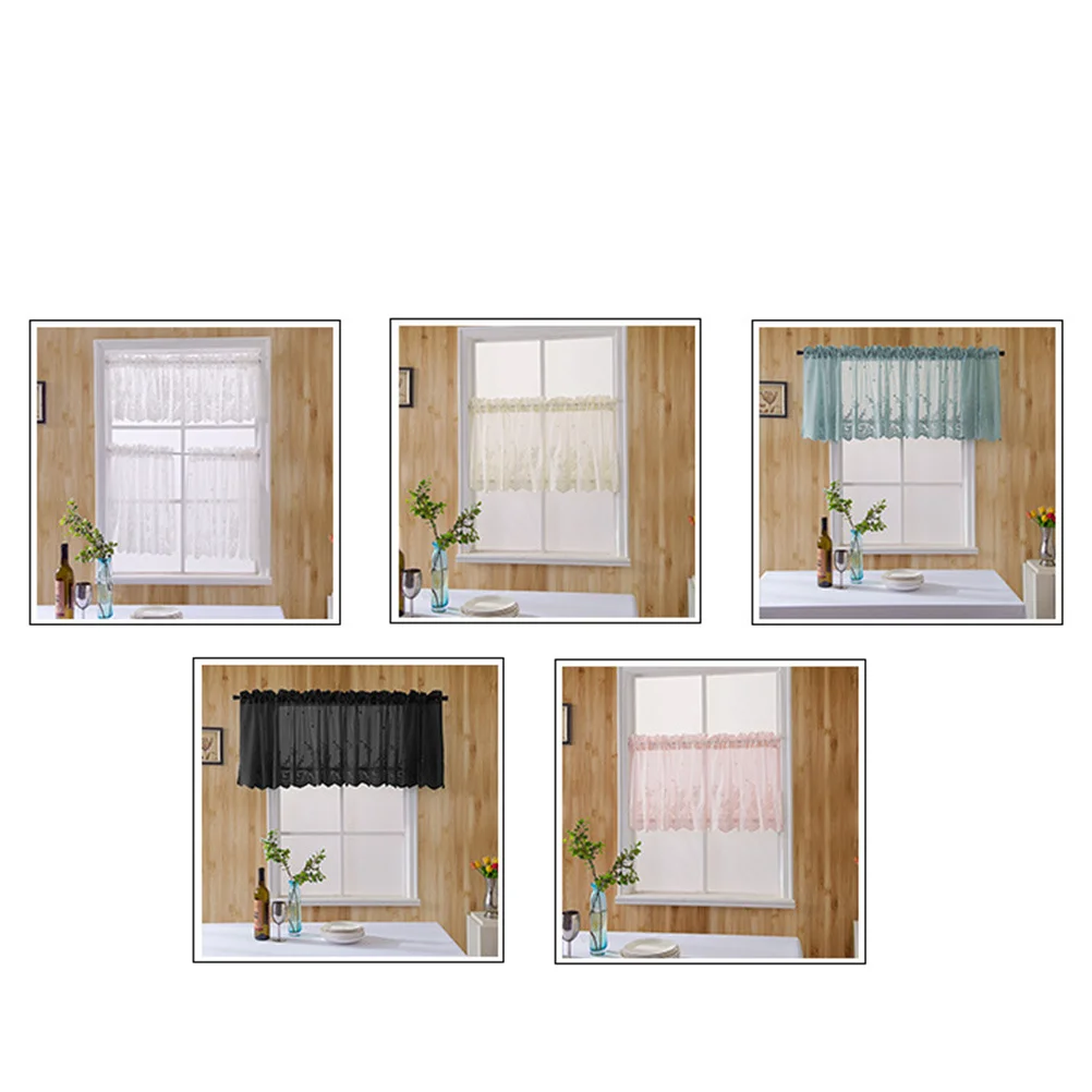 

Lace Curtains 130X41Cm Pink Short Window Curtain For Kitchen Bathroom Balcony Half Sun Proof Polyester Decor