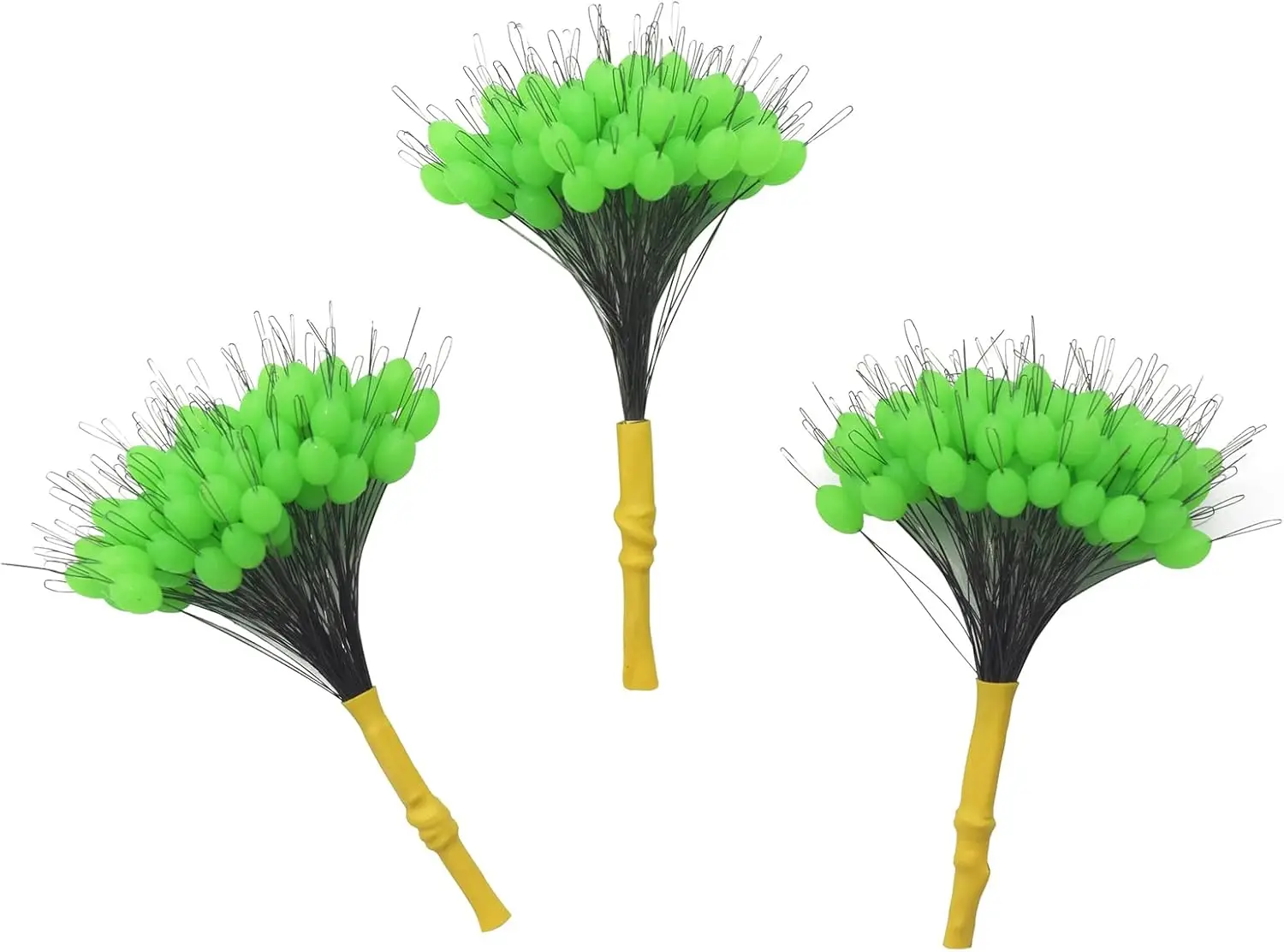 

300 Pcs Soft Silicone Fishing Bobber Stops, Oval Green Beads for Line 0.4-1.0mm