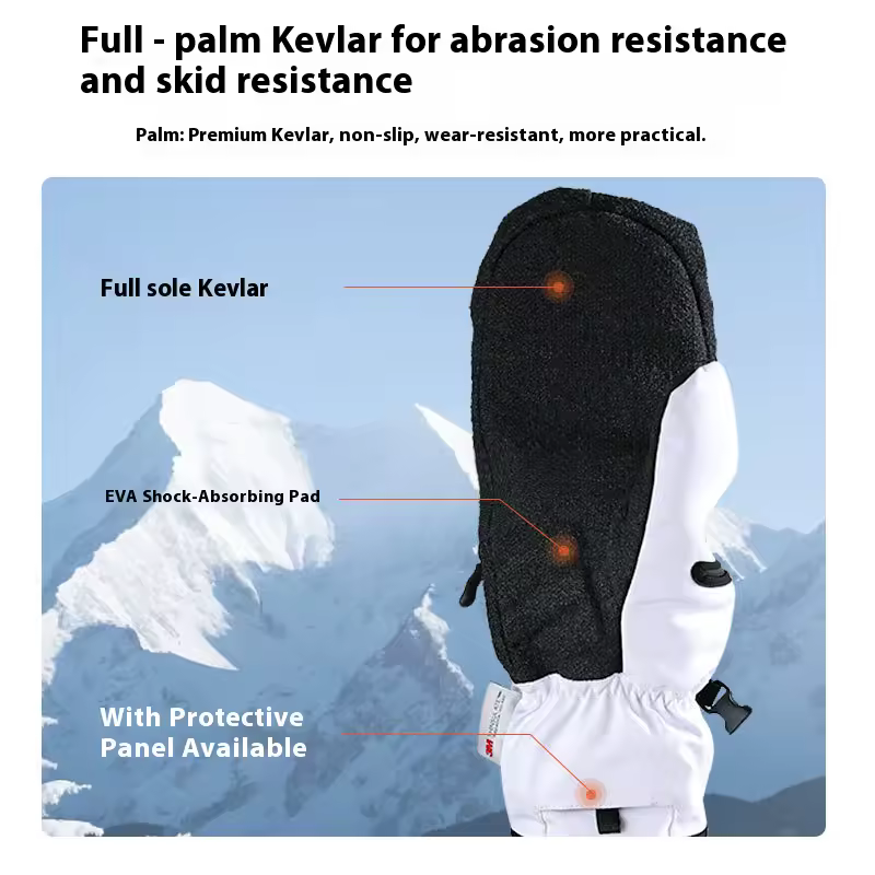 כפפות סקי וסנובורד עם מגן שורש כף יד | עמידות למים וקור