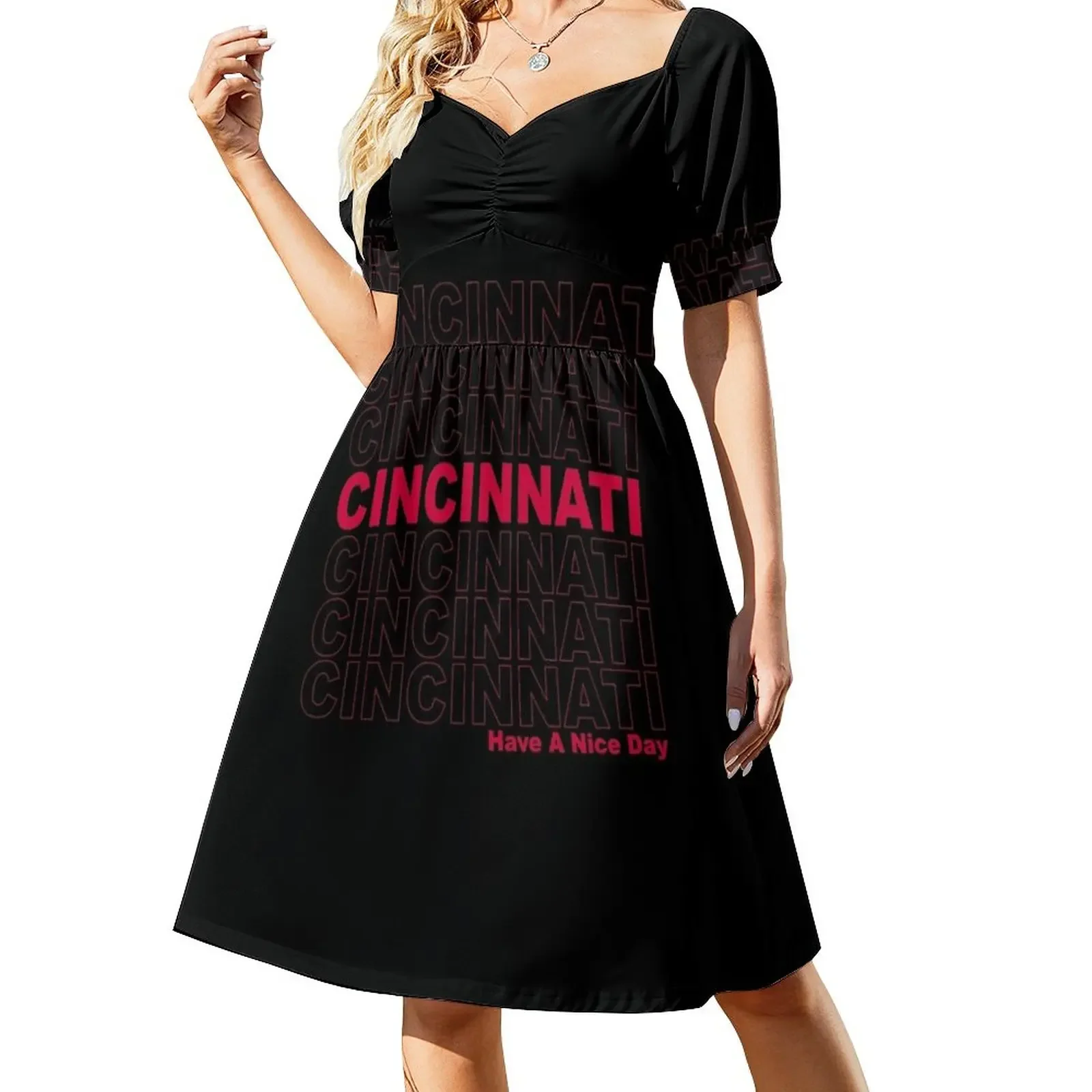 

Cincinnati Have A Nice Day Short-Sleeved Dress summer dress woman 2025 dress for women