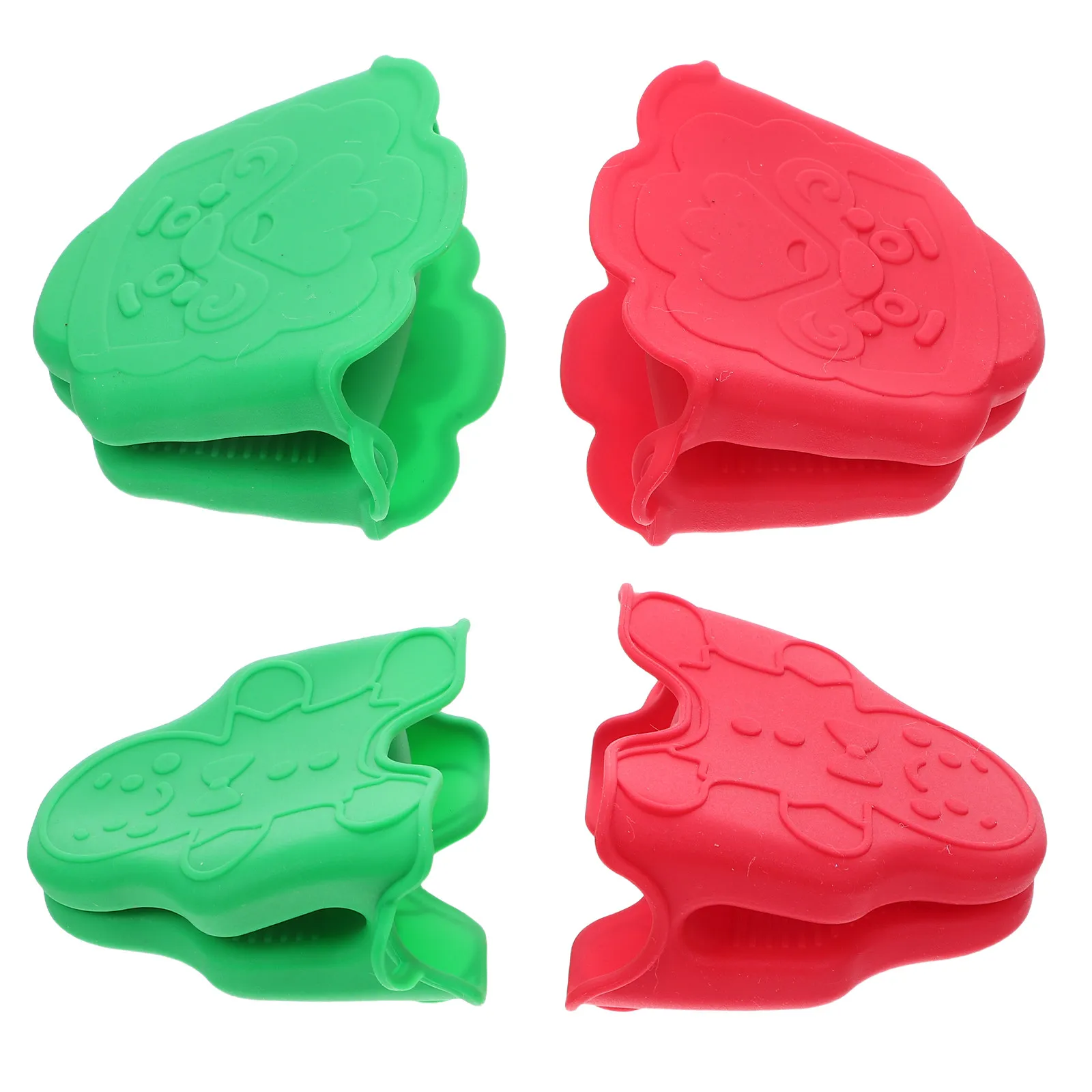 4Pcs Silicone Oven Mitts Heat Resistant Gingerbread Man Kitchen Gloves Anti-Scalding Baking Cooking Bbq Air Fryer Gloves