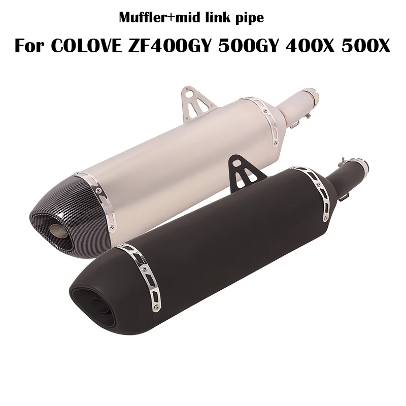 

For COLOVE ZF400GY 500GY 400X 500X Slip On Motorcycle Exhaust System 51mm Escape Muffler Tail Vent Pipe Mid Connect Link Tube