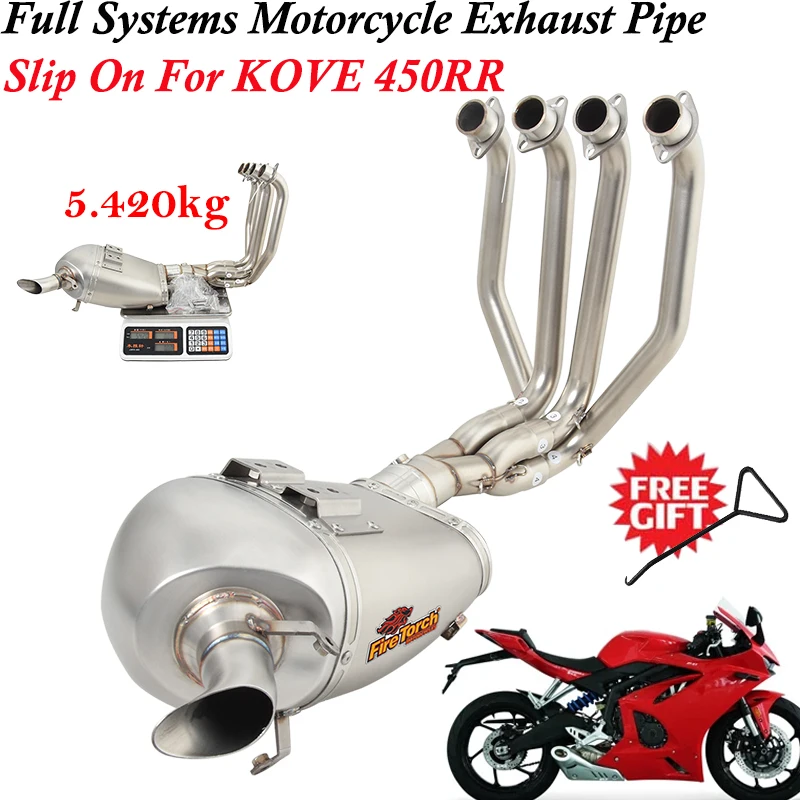 

Full Systems For KOVE 450RR 2023 2024 Motorcycle Exhaust Front Mid Link Pipe Silencer Escape Carbon Fiber Tail Muffler DB Killer