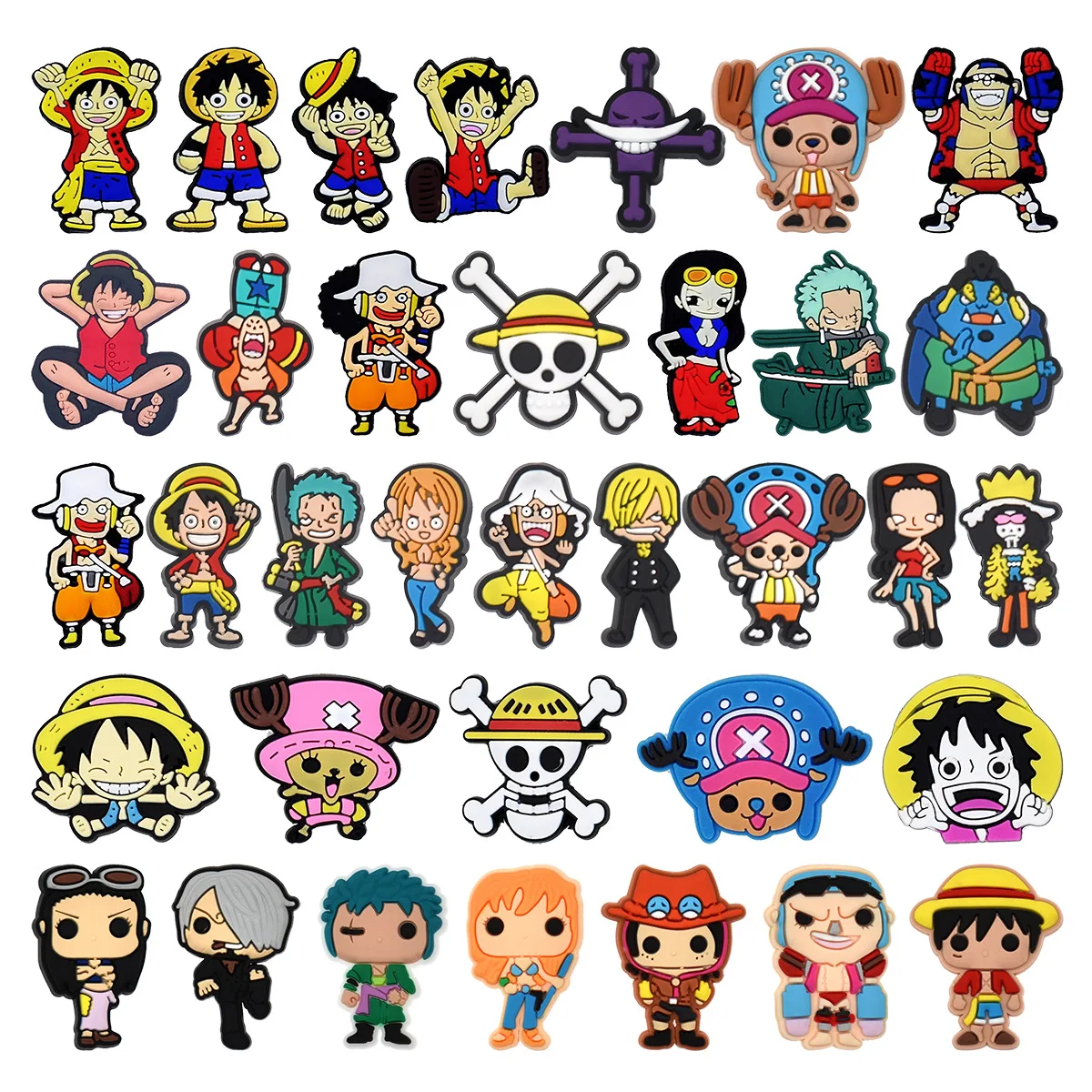 18/37Pcs Set Anime Pirate Series Shoe Charms For Slides Sandals DIY Custom Accessories PVC Decoration For Clog Shoe decoration