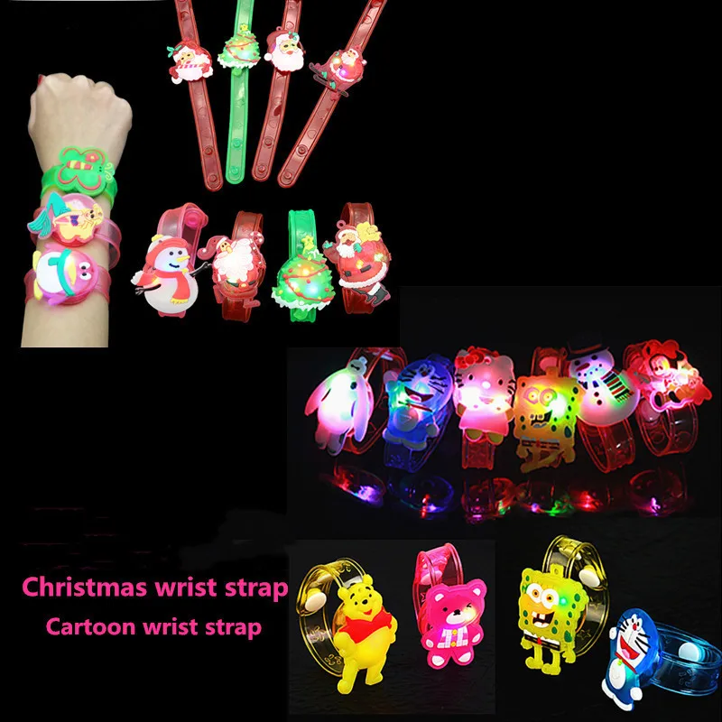 24 Pack Christmas LED Light Bracelets Party Favors For Kids,Glow in The Dark Party Supplies Glowing Wrist Strap Bracelets Gifts