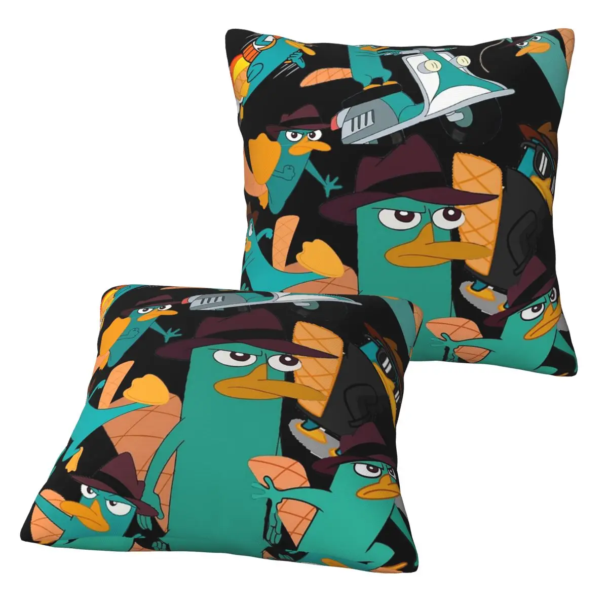 Perry The Platypus Phineas And Ferb 2 pcs Square Pillowcase Pillow Cover Cushion Decor Comfort Throw Pillow for Home Living Room