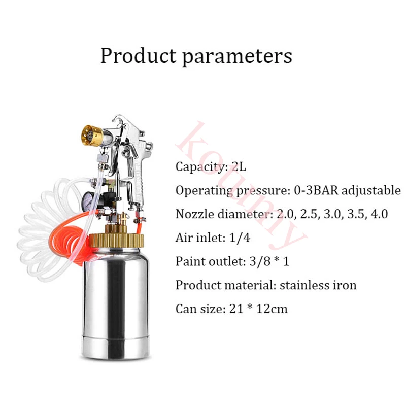 Industrial 2L Tank Spray Machine Gun Marble Paint Latex Spray Gun Pressure Paint Sprayer with Gun Kit