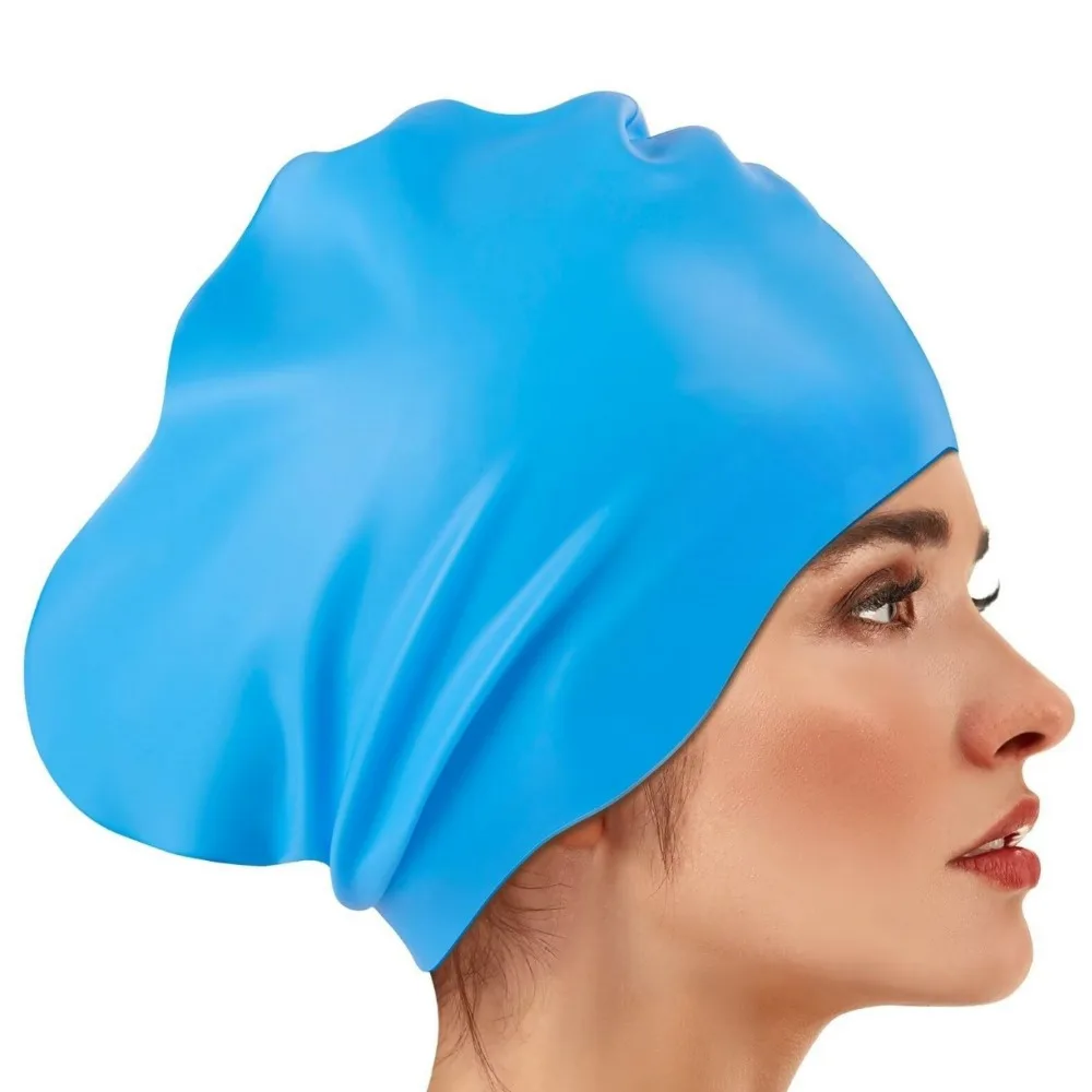 Elastic Silicone Swim Headgear Thicken Design Soft Waterproof Swim Cap Sunscreen 3D Fit Snorkeling Cap Spearfishing