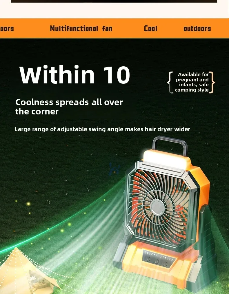 2026-hot sell Outdoor camping fan USB portable night fishing tent hanging lighting, long endurance emergency charging fan