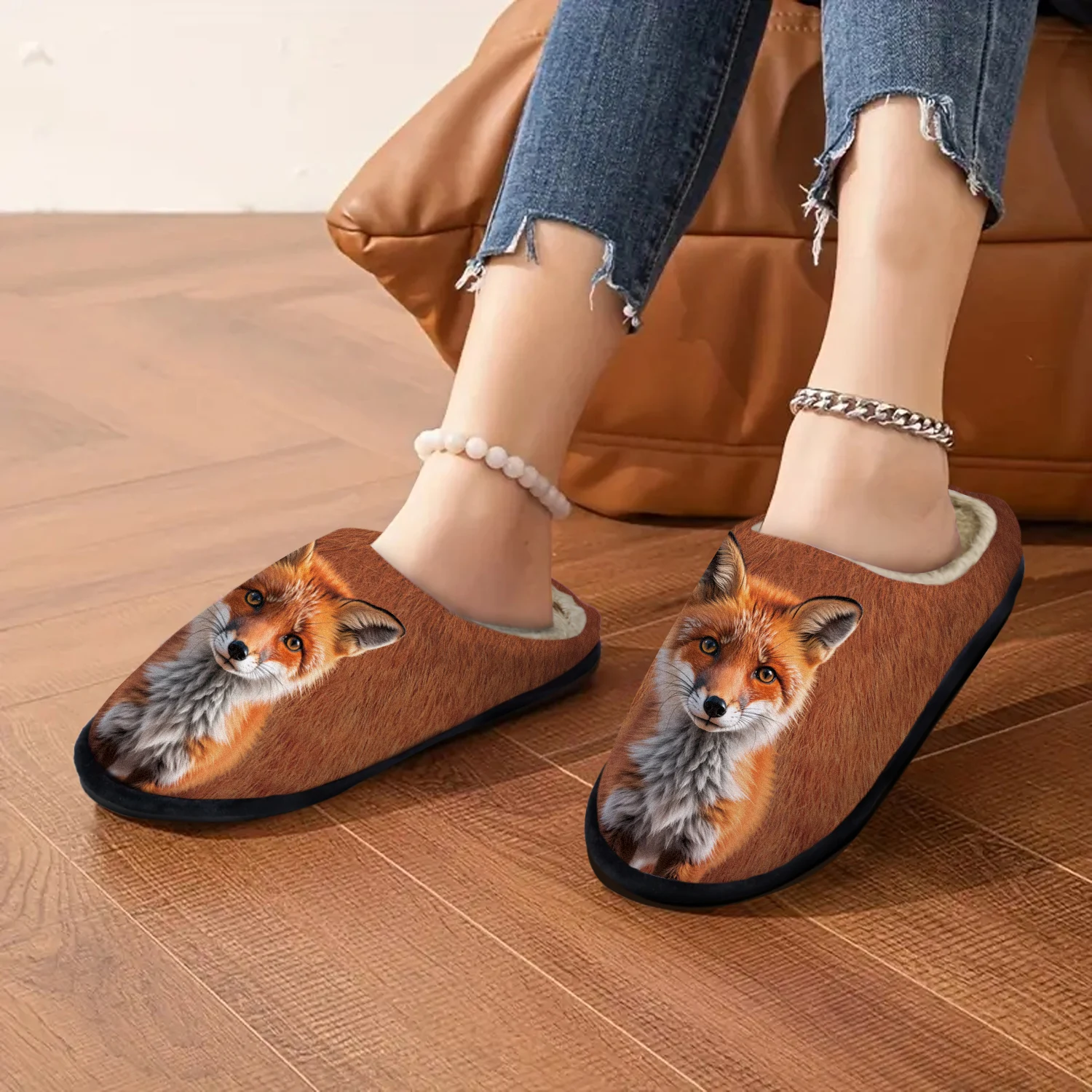 Cute Fox Gifts For Fox Lover,Indoor/Outdoor Slippers,Soft Memory Foam House slippers,Wenter Warm Bedroom Slippers, Non-Slip Sole