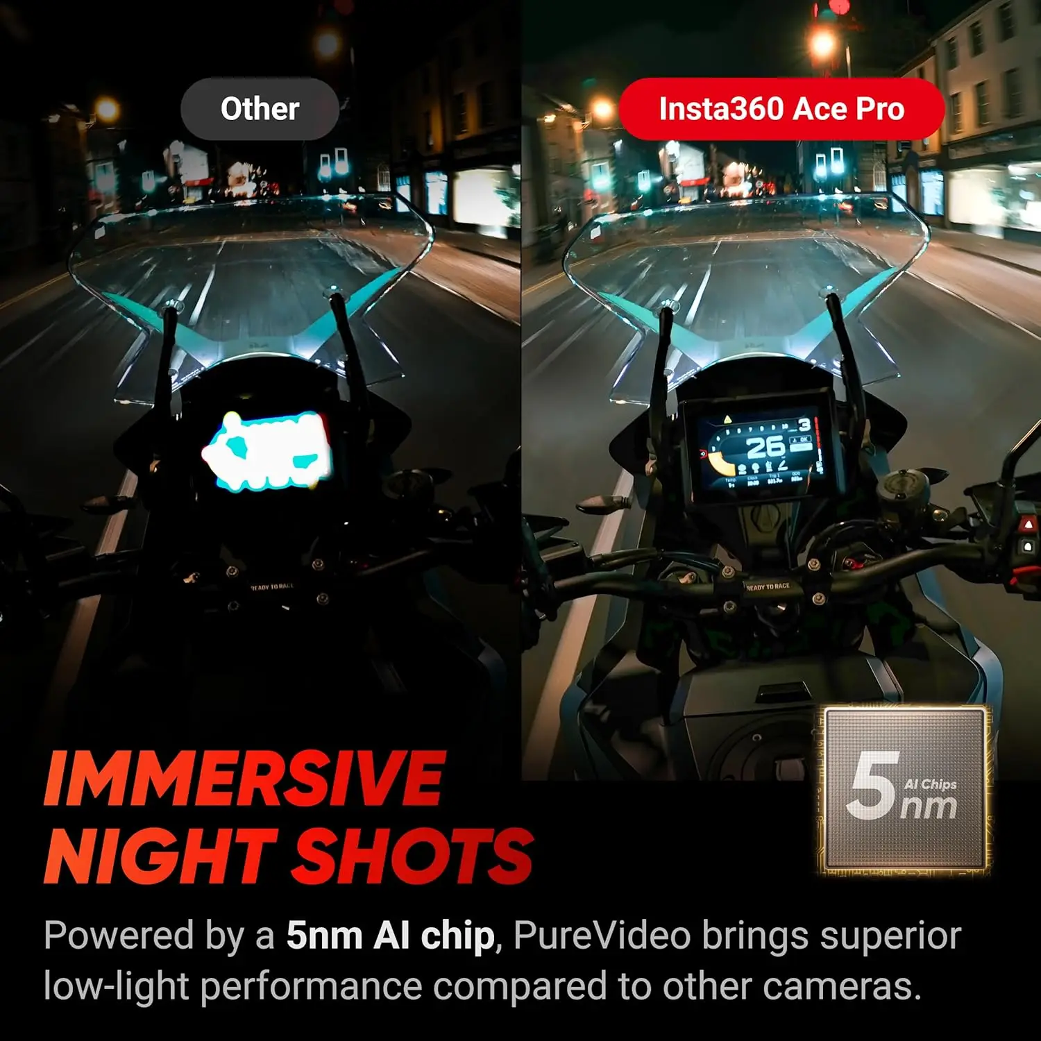 Cámara de Acción Resistente al Agua Insta360 Ace Pro Diseñada con Sensor Leica de 1/1.3″ Reducción de Ruido por IA para una Imagen Mejorada 4K120fps Original 4
