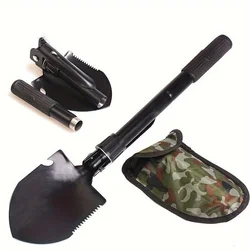 Compact 5-in-1 Survival Shovel - Durable Stainless Steel Tactical Spade with Compass, Saw & Bottle Opener for Outdoor Adventures