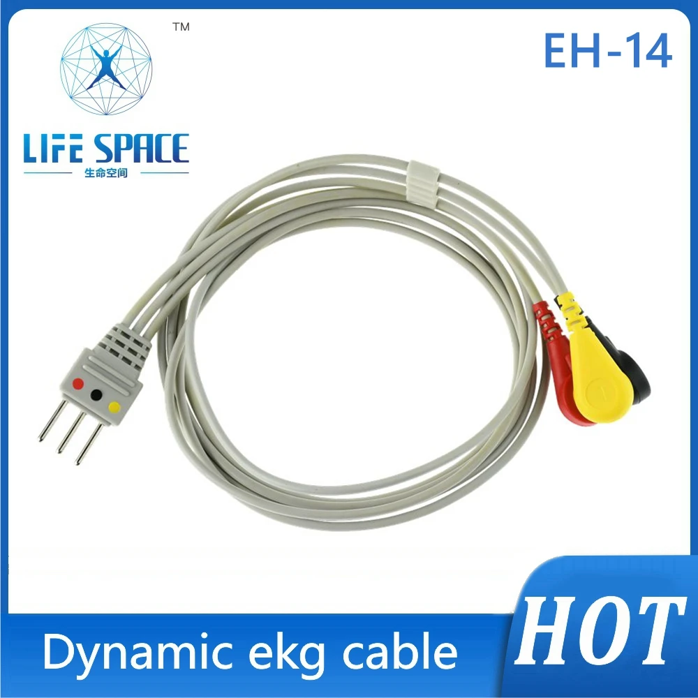 Holter Cable ECG EKG Cable leads 3 Leads Channel ECG Holter Monitoring Recorder System only Cable Holter for creative PC-6000