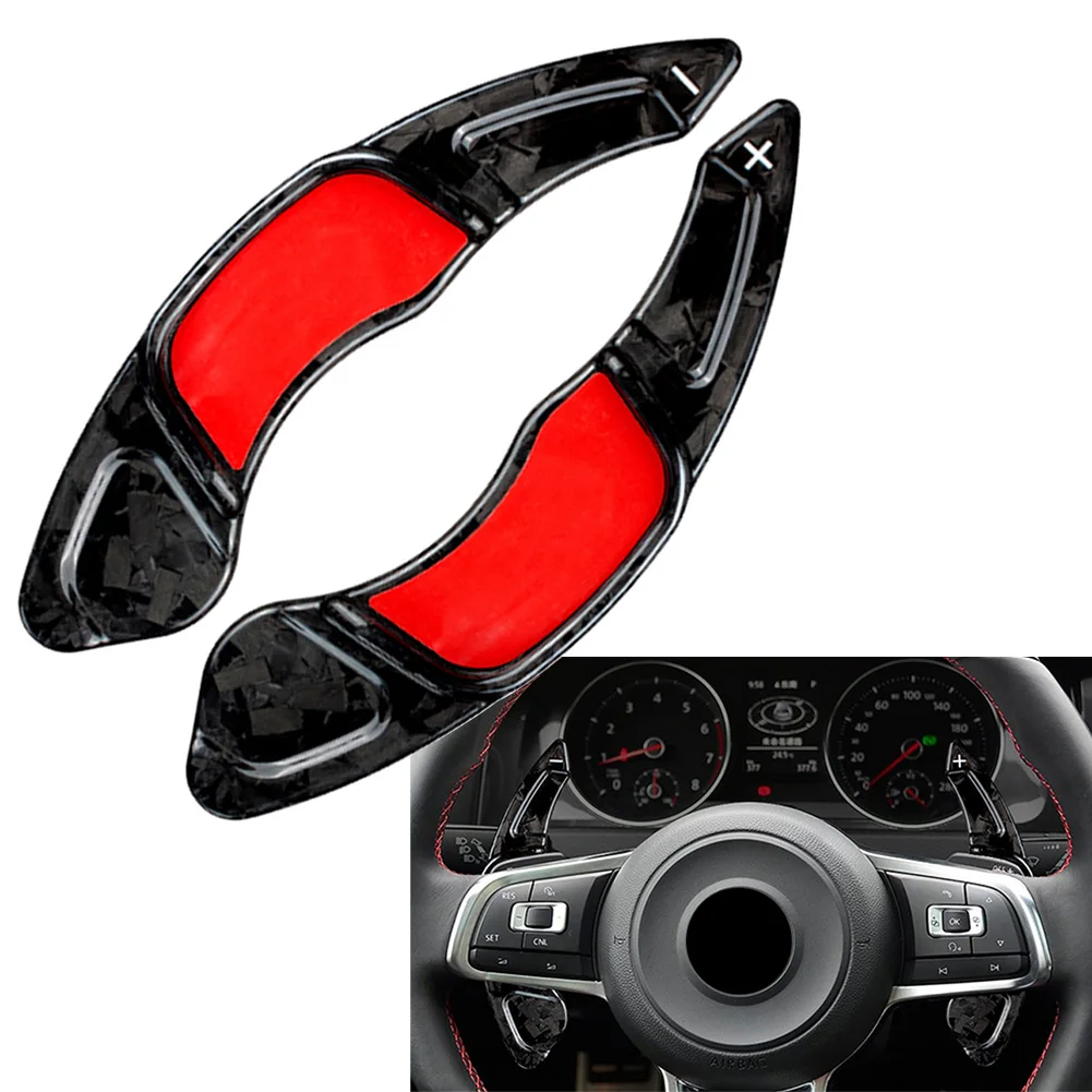 1Pair Car Steering Wheel Paddle Shifter Extension For VW Golf 7 MK7 GTI R MK7.5 Polo GTI 6C Forged Carbon Fiber