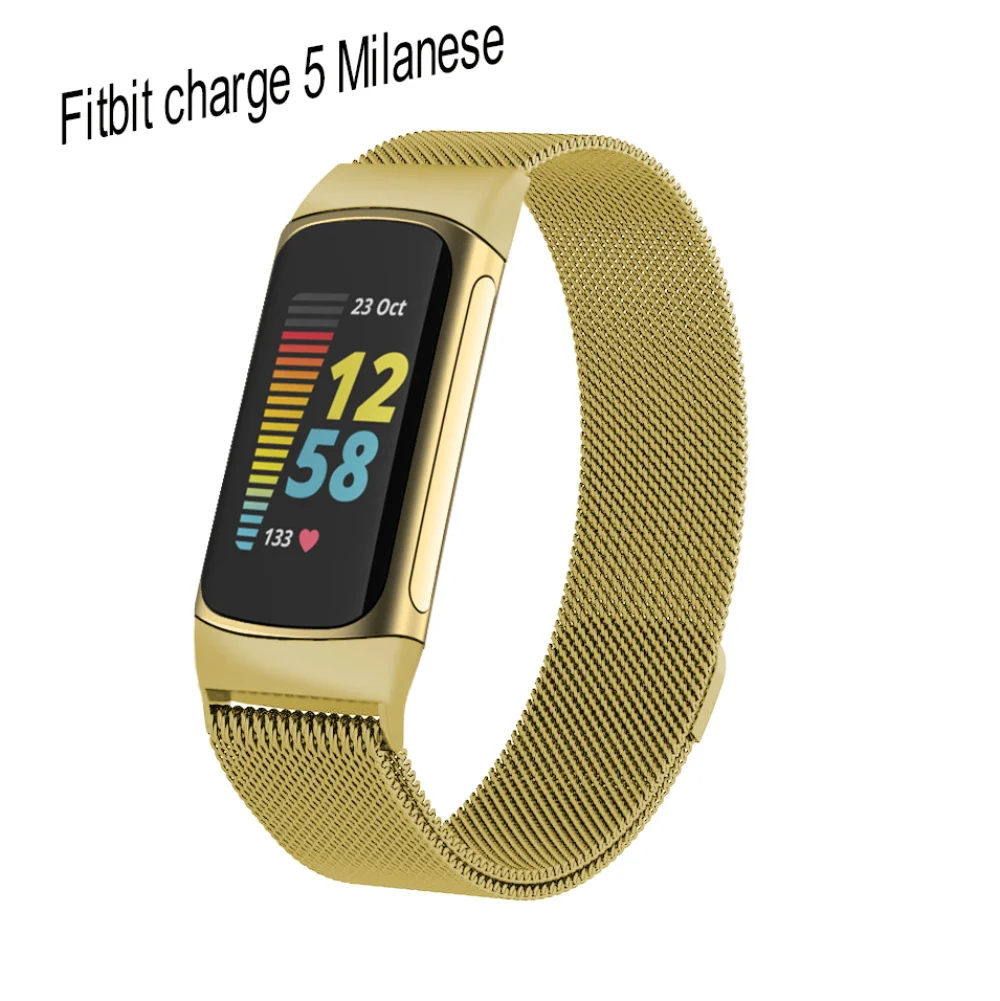 Correa magnética de Metal para Fitbit Charge 5, Compatible con pulsera Fitbit, pulsera de repuesto Milanese loop, reloj inteligente