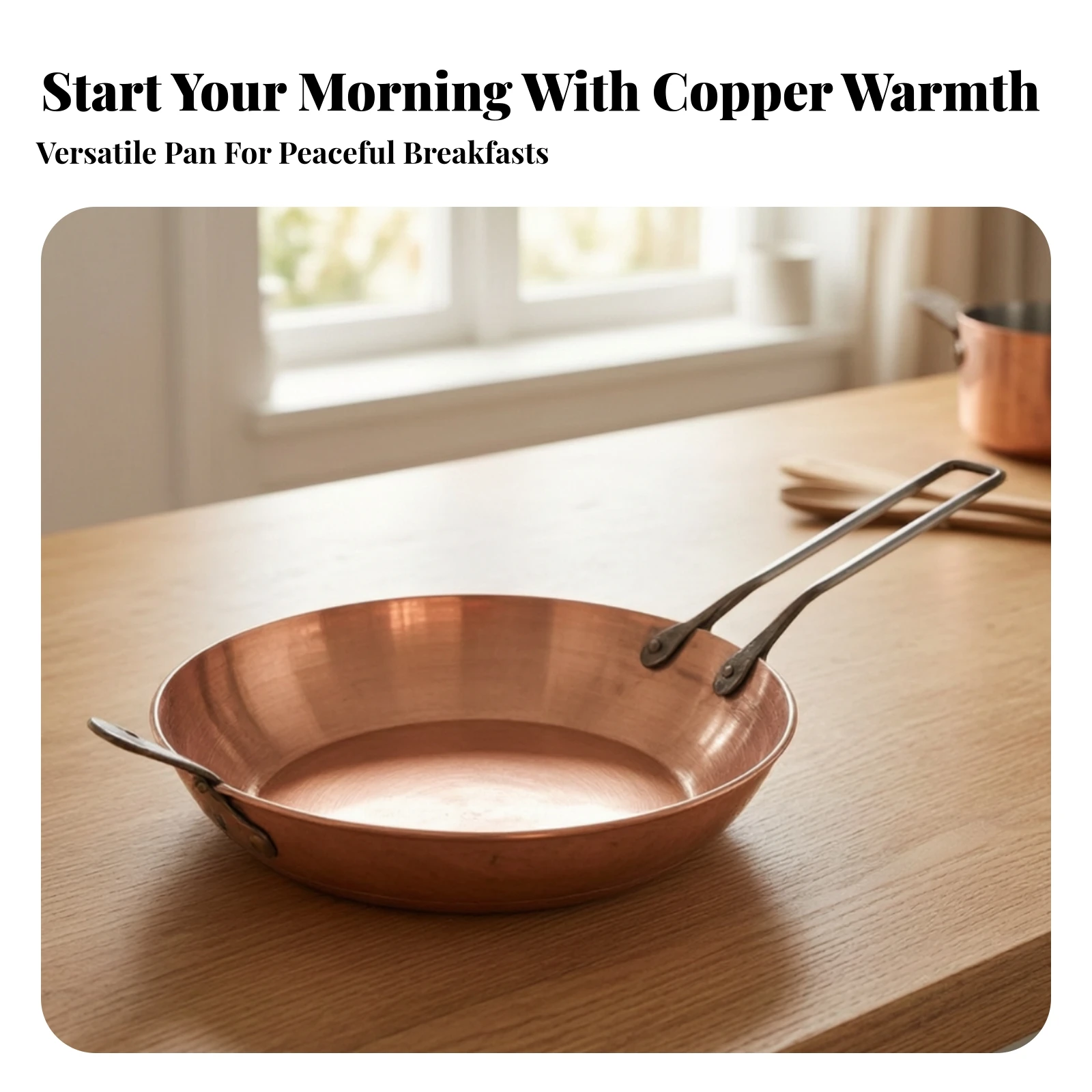 Copper Frying Pan High Heat Conductivity Copper Pan with Metal Handle Uncoated Skillet Gas Range Compatible Cookware Flat Bottom