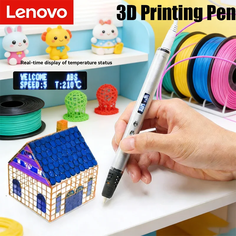 

Lenovo 3D Printing Pen With OLED Display Temperature Control Fast Extrusion With PLA Filament Doodling Making Holiday Presents